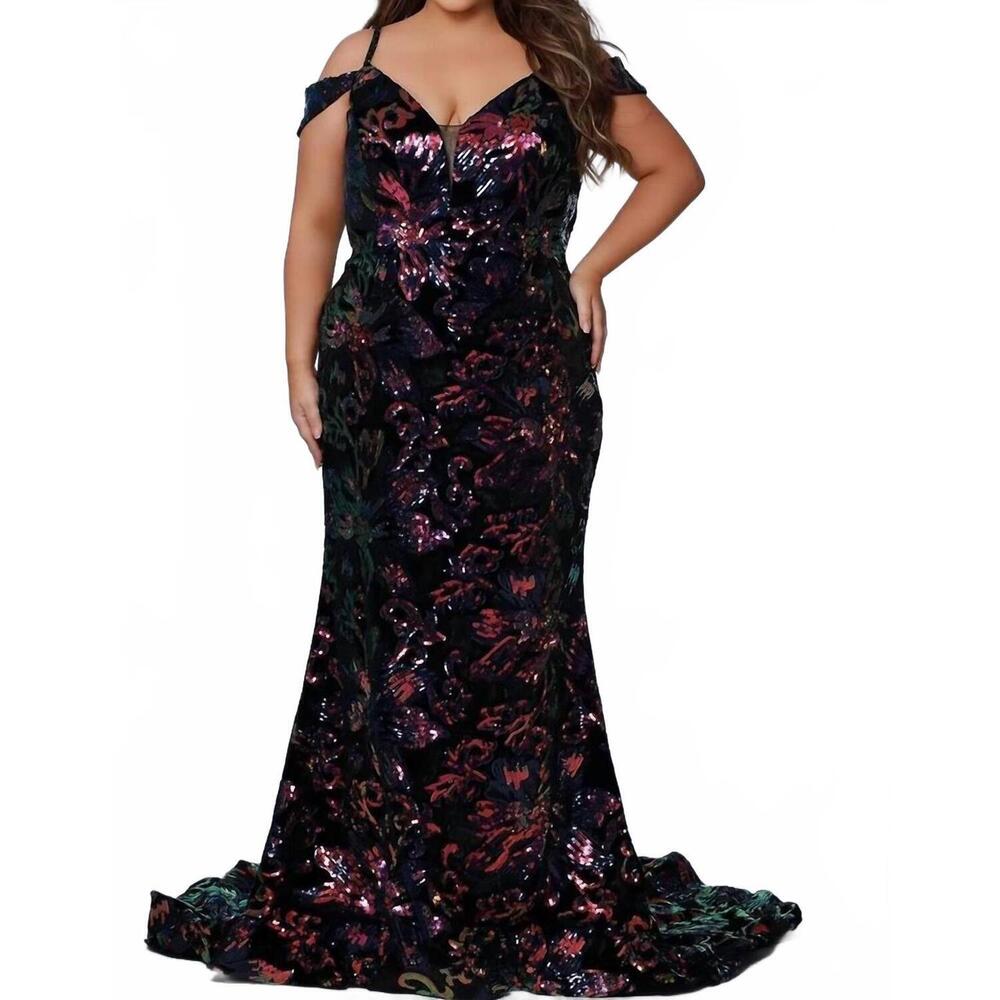 NEW SYDNEY'S CLOSET elegant off shoulder gown in purplicious